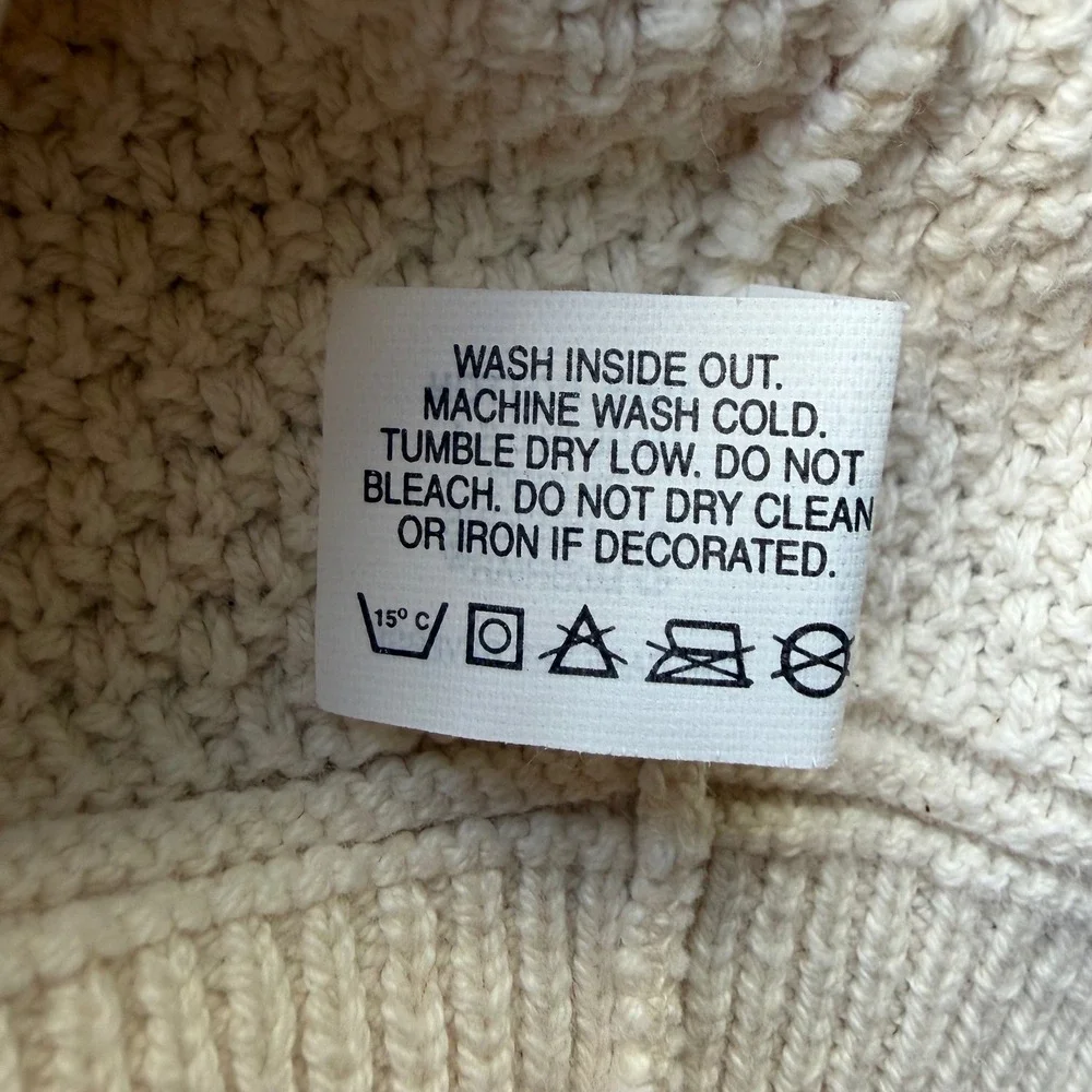Vintage McBriar Cotton V-Neck Sweater Mens Large Cream Textured Knit USA Made